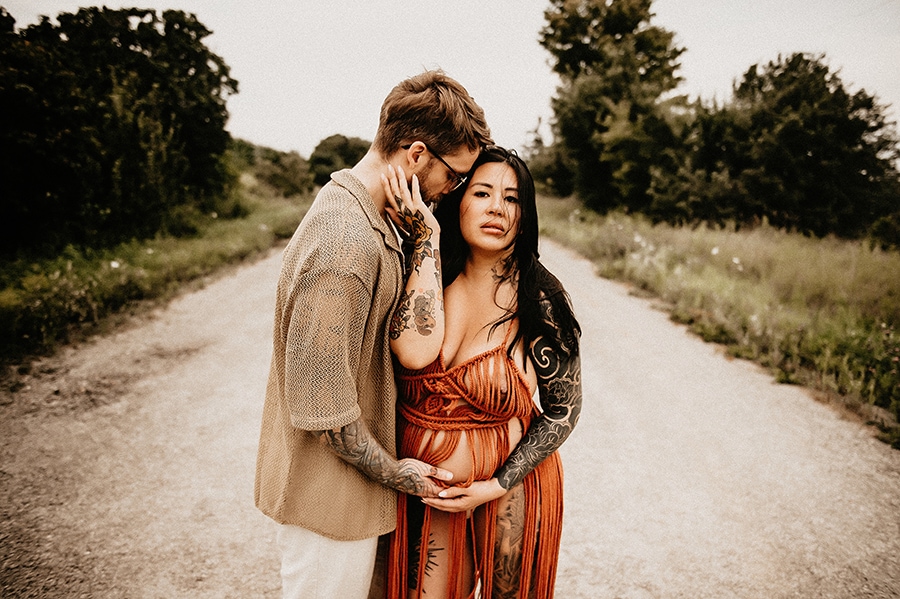 Steamy Maternity Photos on a Road in the Durham Region